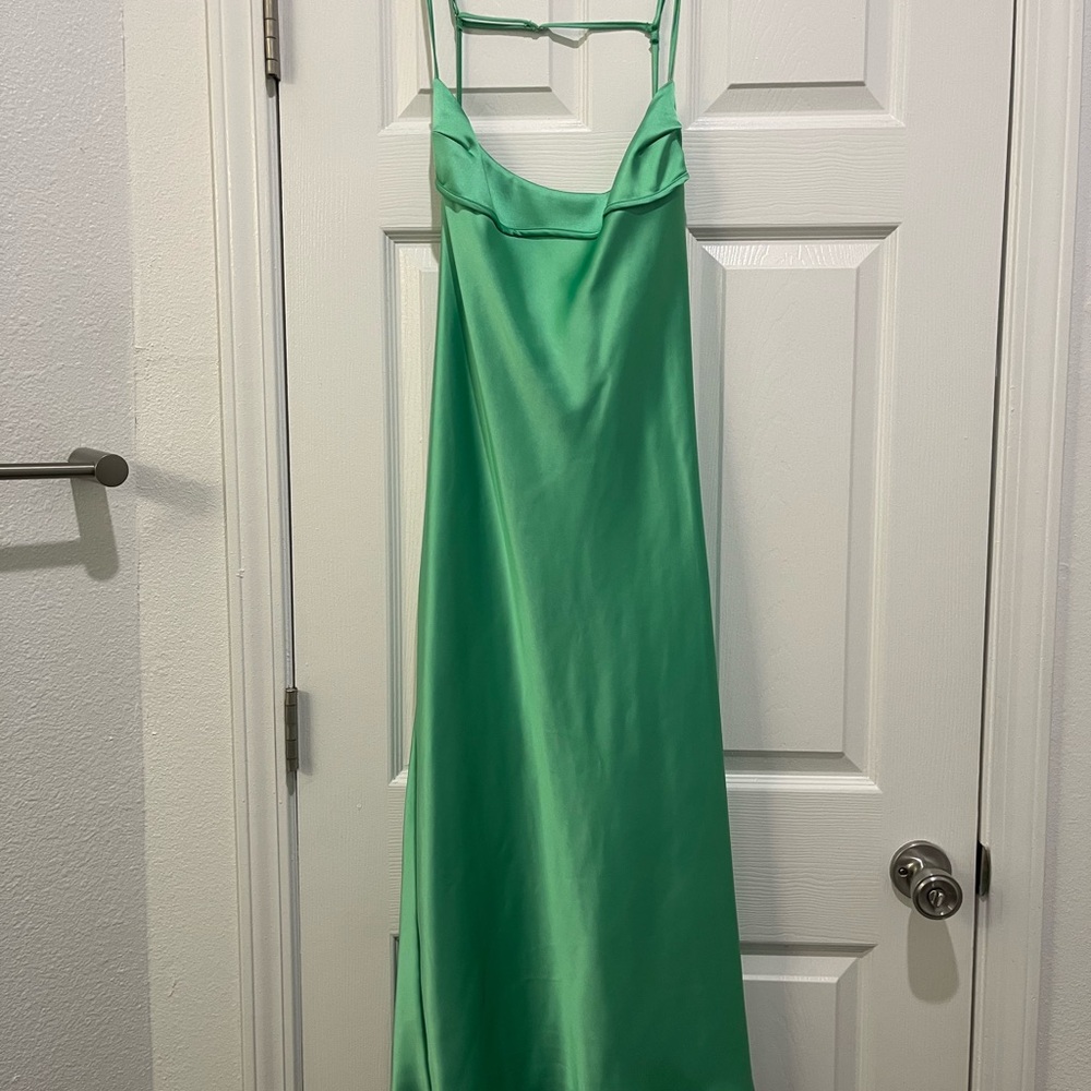 Zara Green Midi Satin Slip Dress NWT